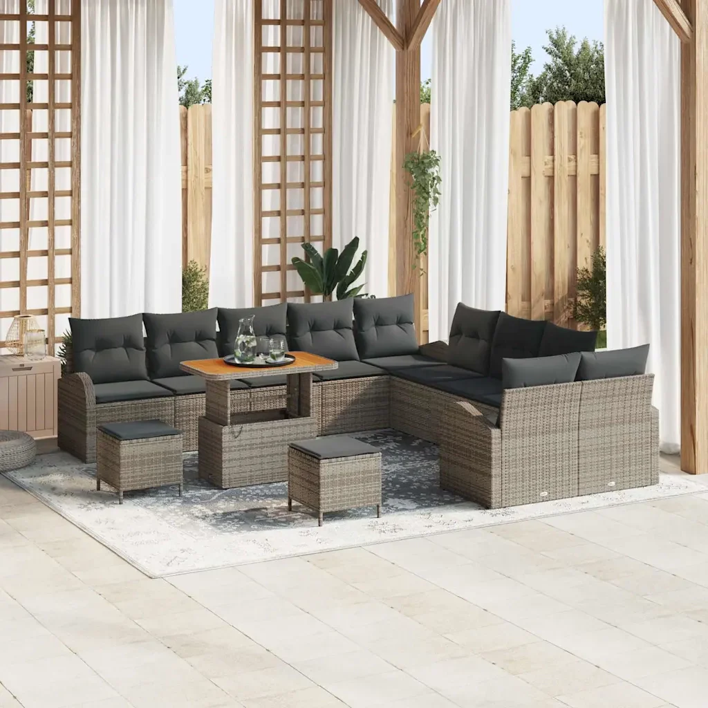 Set Divano da Giardino con cuscino 13 pcs Grigio polyrattan 3362458