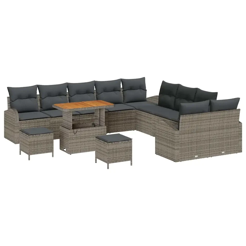 Set Divano da Giardino con cuscino 13 pcs Grigio polyrattan 3362458 - Image 2