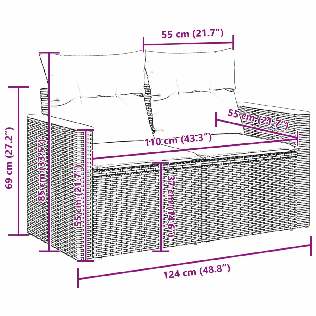 Set Divano da Giardino 13 pcs Grigio polyrattan 3362978 - Image 10