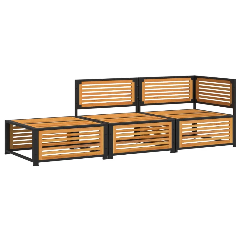 Set Divano da Giardino 3pz con Cuscini Legno Massello di Acacia - Image 3