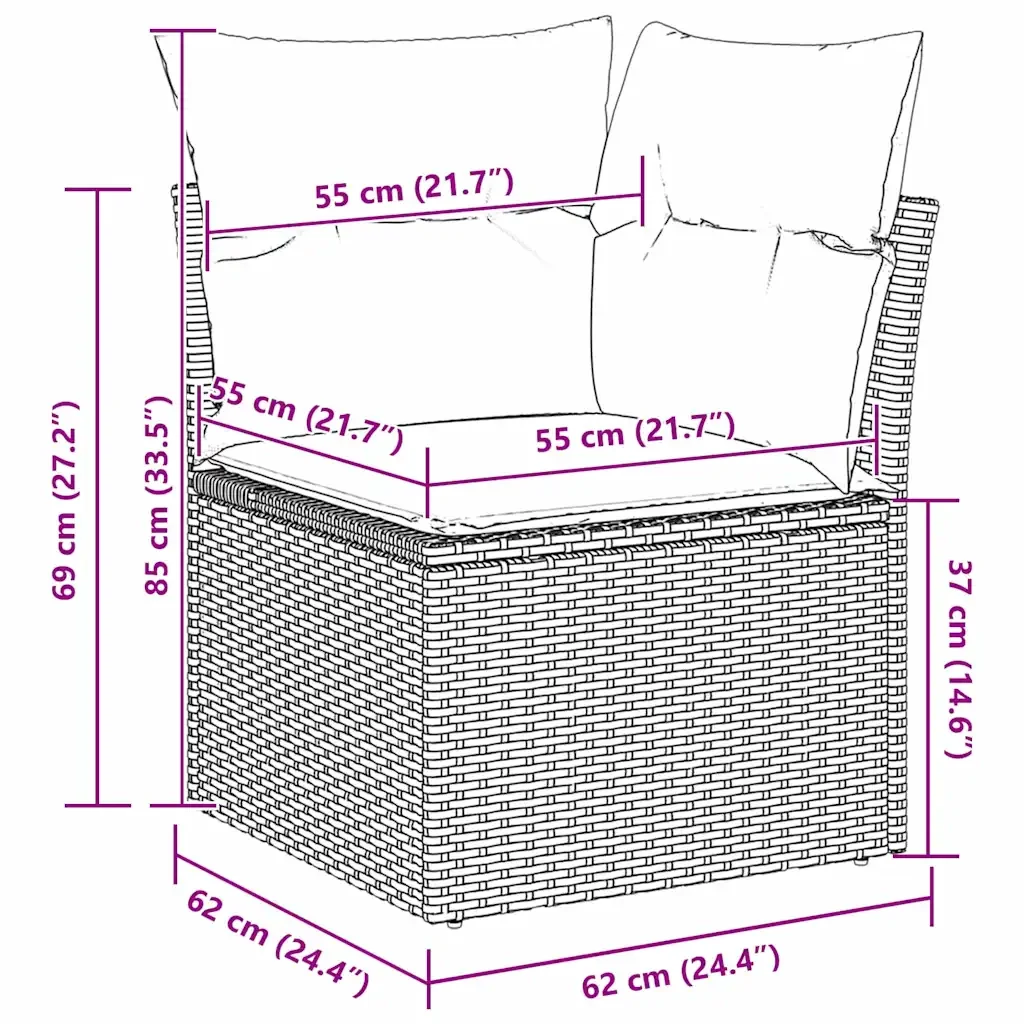 Set Divano da Giardino 4 pcs Grigio polyrattan 3345679 - Image 9