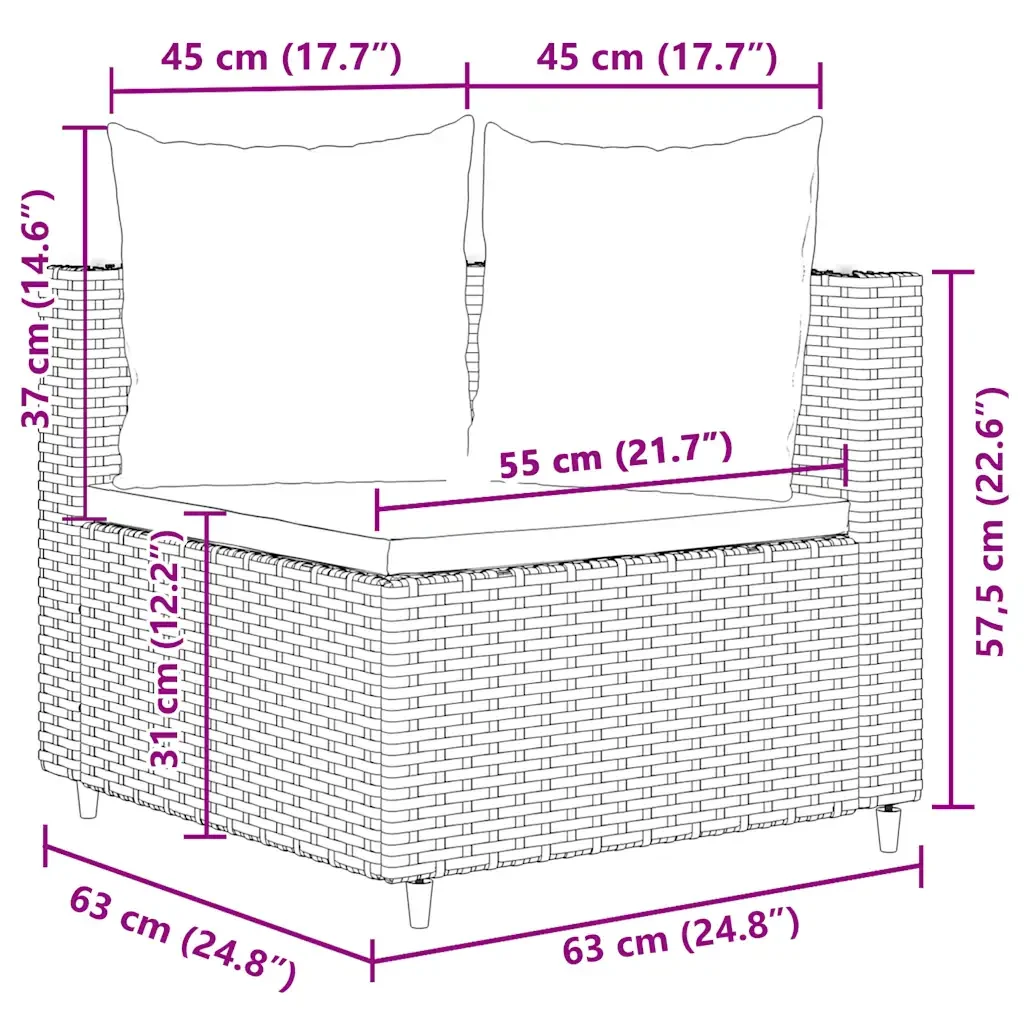 Set Divano da Giardino 4 pz con Cuscini Marrone in Polyrattan 3308365 - Image 10