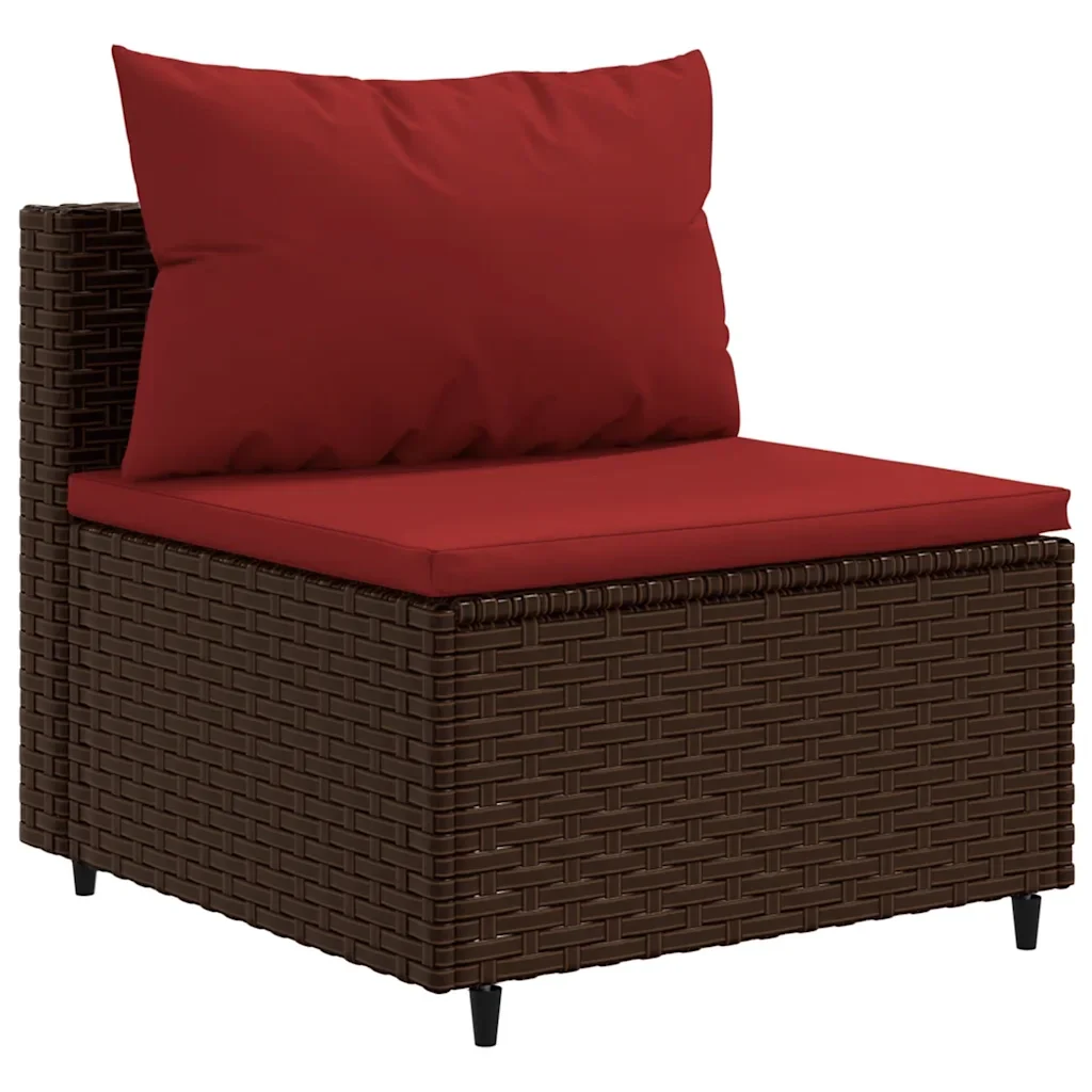 Set Divano da Giardino 4 pz con Cuscini Marrone in Polyrattan 3308365 - Image 4