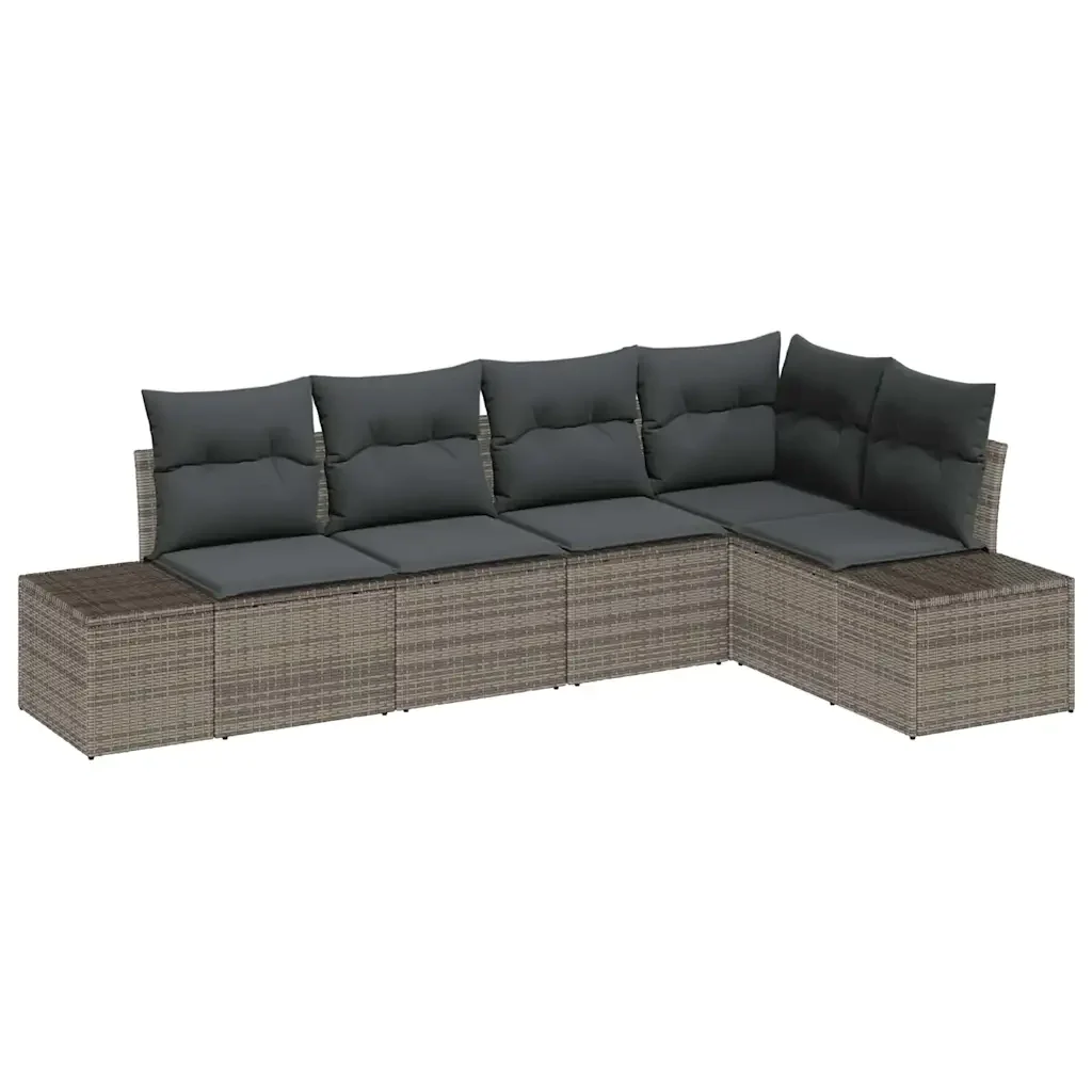 Set Divano da Giardino 5 pcs Grigio polyrattan 3347059 - Image 2