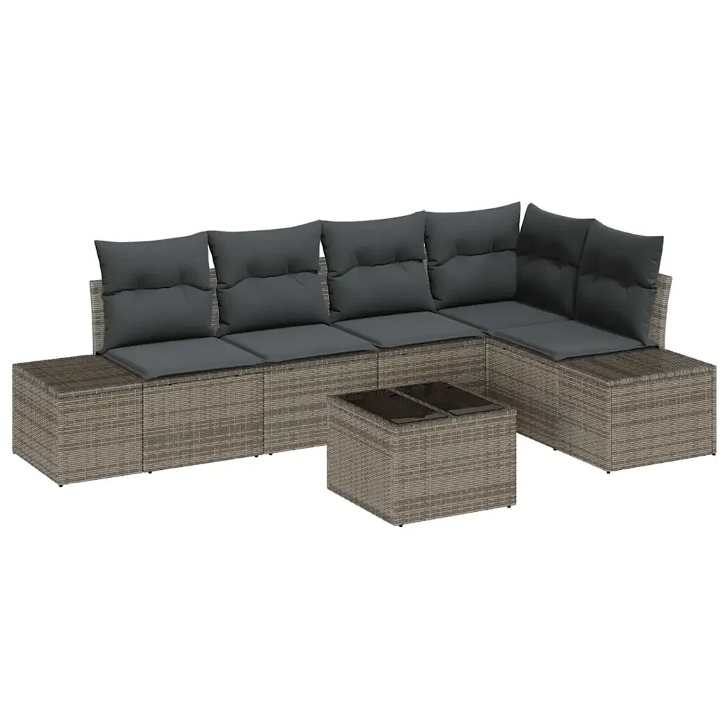 Set Divano da Giardino 6 pcs Grigio polyrattan 3347069 - Image 2