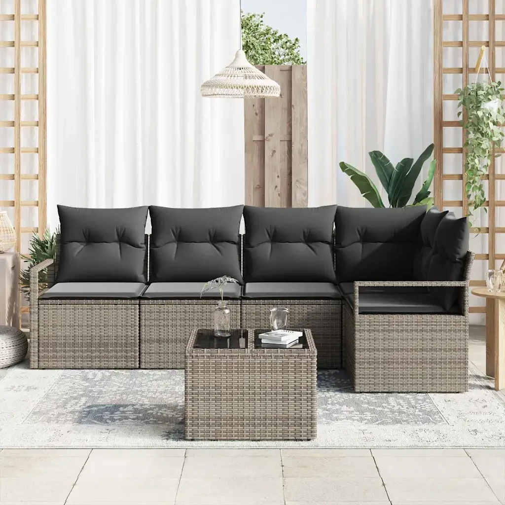 Set di divani 6 pcs Grigio polyrattan 3346389 - Image 3