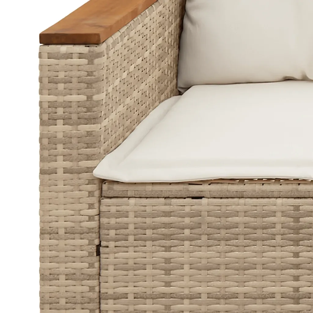 Set Divano da Giardino 5 pz con Cuscini Beige Polyrattan Acacia - Image 5