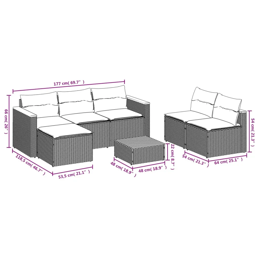Set Divano da Giardino 5 pz con Cuscini Beige Polyrattan Acacia - Image 7