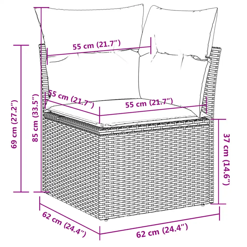 Set Divano da Giardino 5 pz con Cuscini Grigio in Polyrattan 3217590 - Image 4