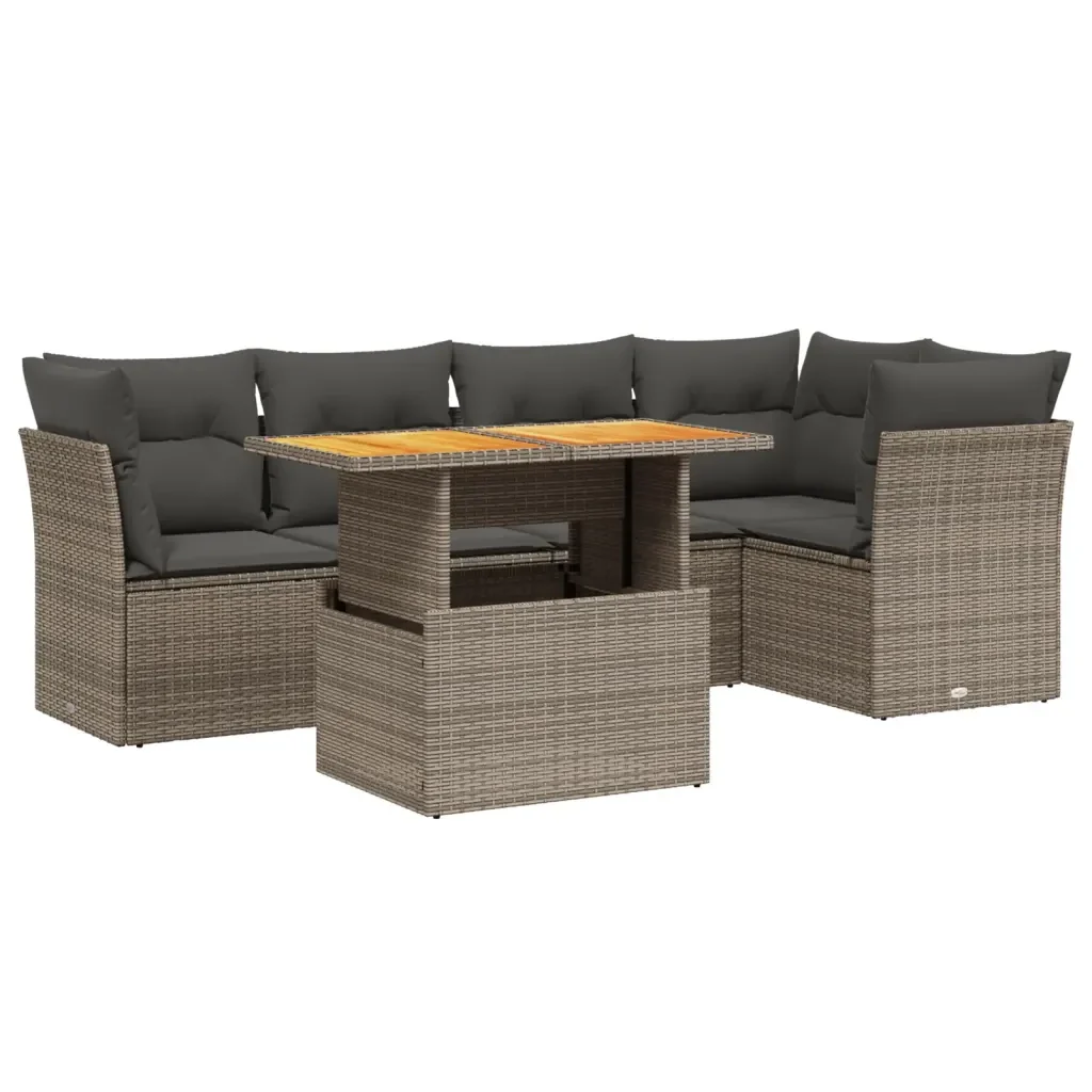 Set Divano da Giardino 5 pz con Cuscini Grigio in Polyrattan 3270822 - Image 2