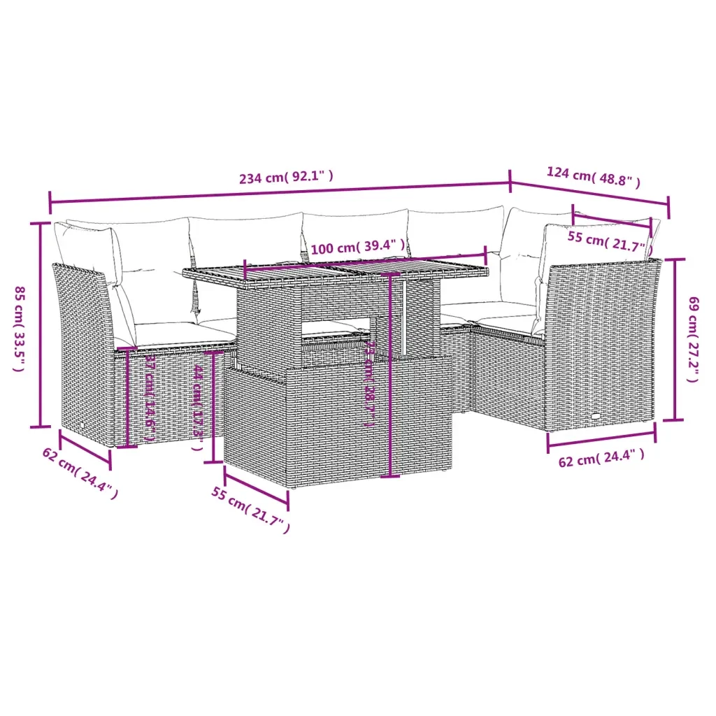 Set Divano da Giardino 5 pz con Cuscini Grigio in Polyrattan 3270822 - Image 3