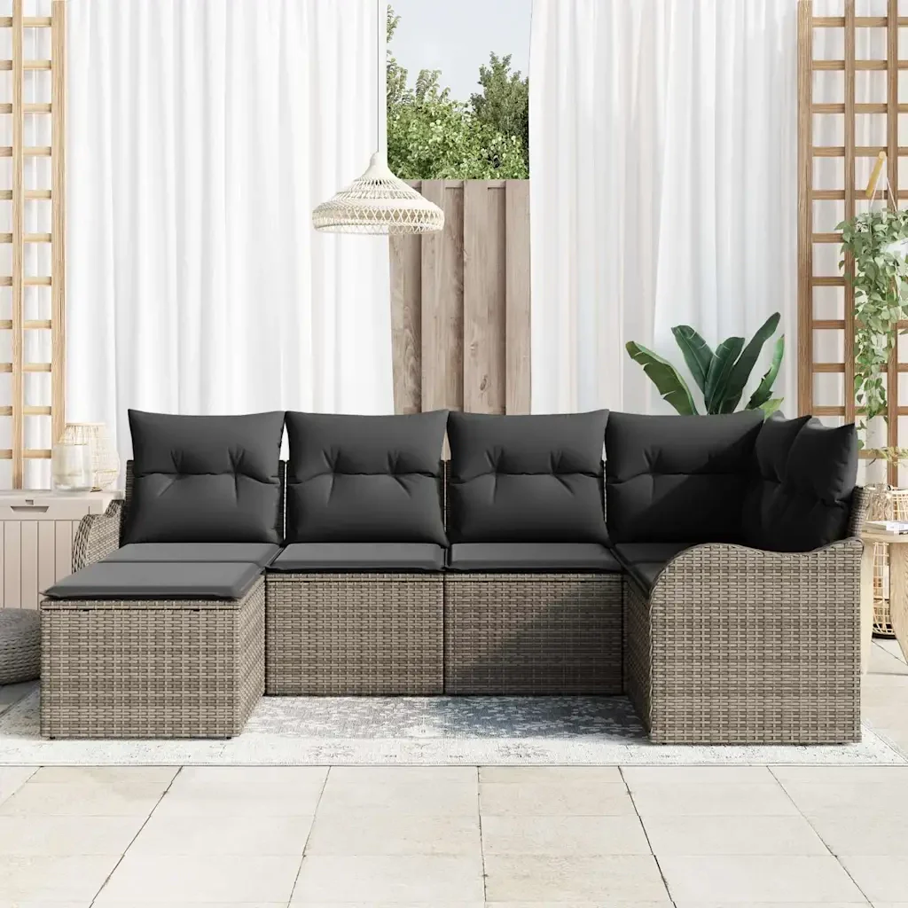 Set Divano da Giardino 6 pcs Grigio polyrattan 3345769 - Image 3