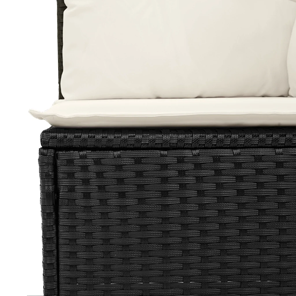 Set Divano da Giardino 6 Pezzi con Cuscini Nero Polyrattan - Image 8