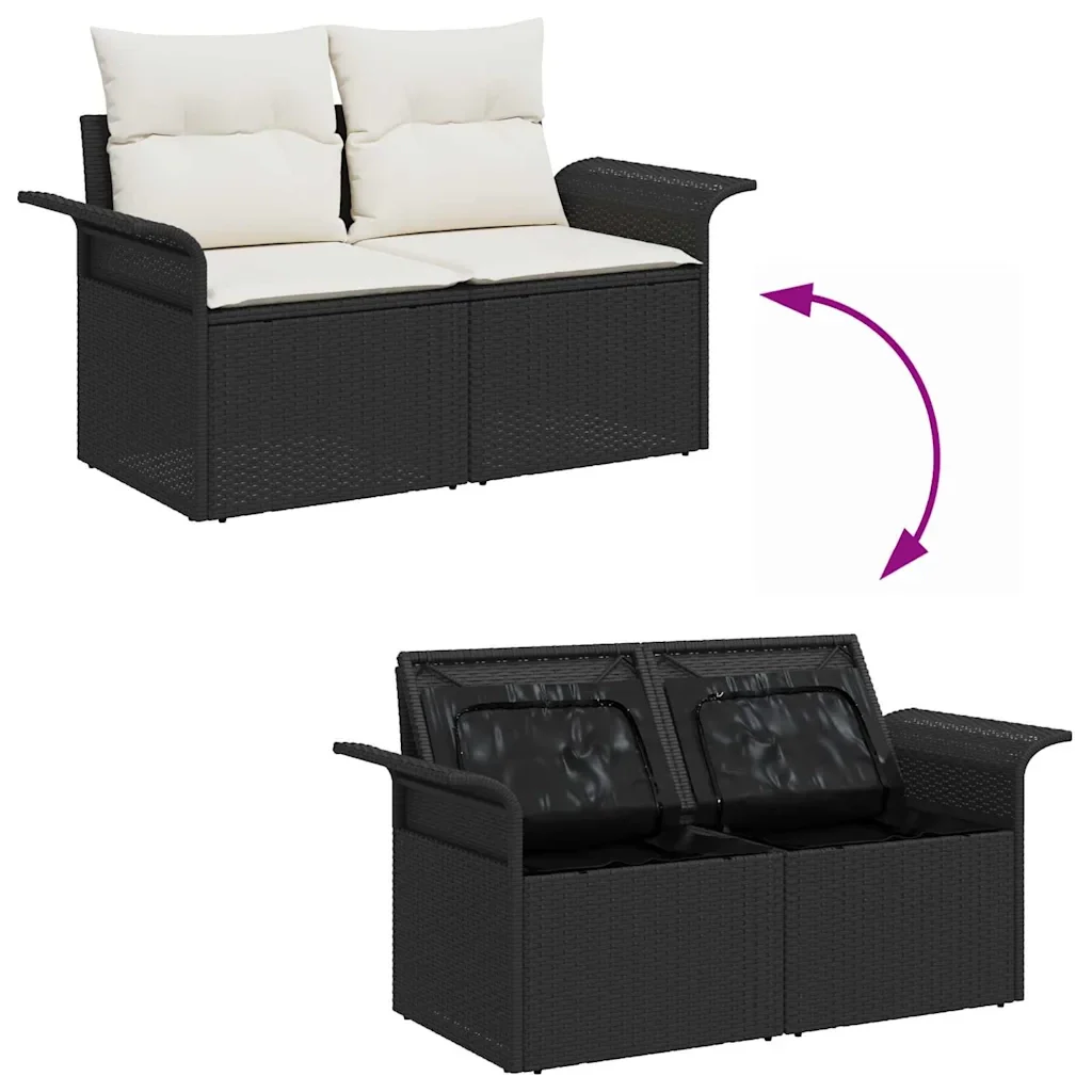 Set Divano da Giardino con cuscino 6 pcs Nero Poly Rattan 3360198 - Image 10