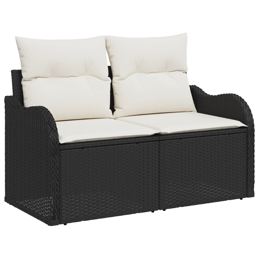 Set Divano da Giardino 6 Pezzi con Cuscini Rattan Nero - Image 4