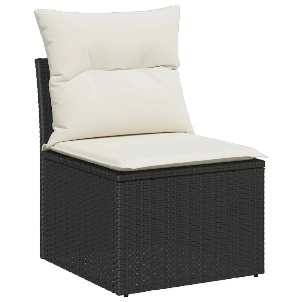 Set Divano da Giardino con cuscino 6 pcs Nero polyrattan 3359586 - Image 5