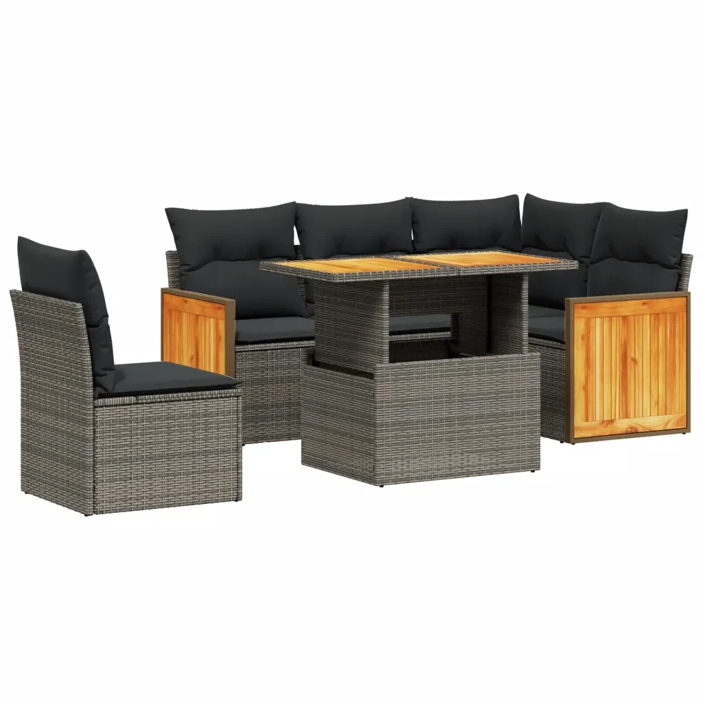 Set Divano da Giardino 6 pz con Cuscini Beige in Polyrattan 3273965 - Image 2
