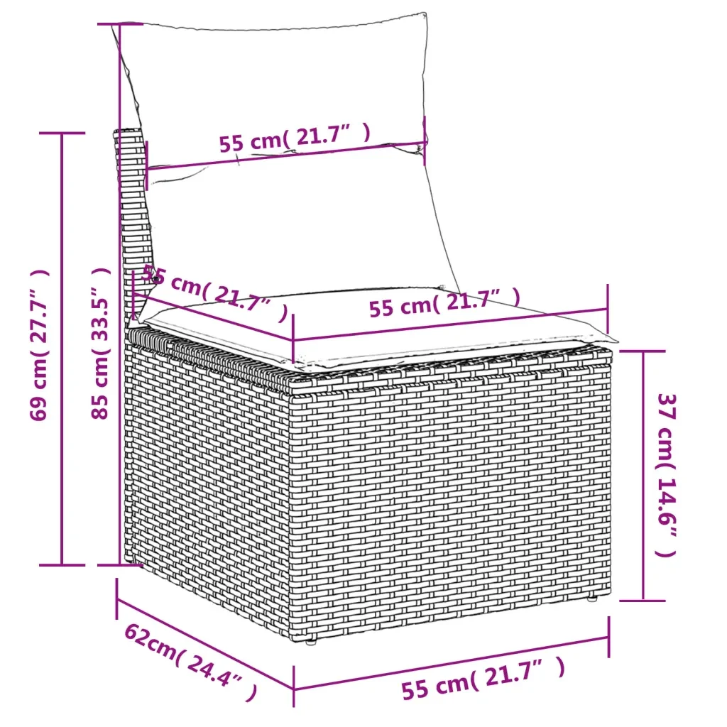 Set Divano da Giardino 6 pz con Cuscini Grigio in Polyrattan 3221659 - Image 9