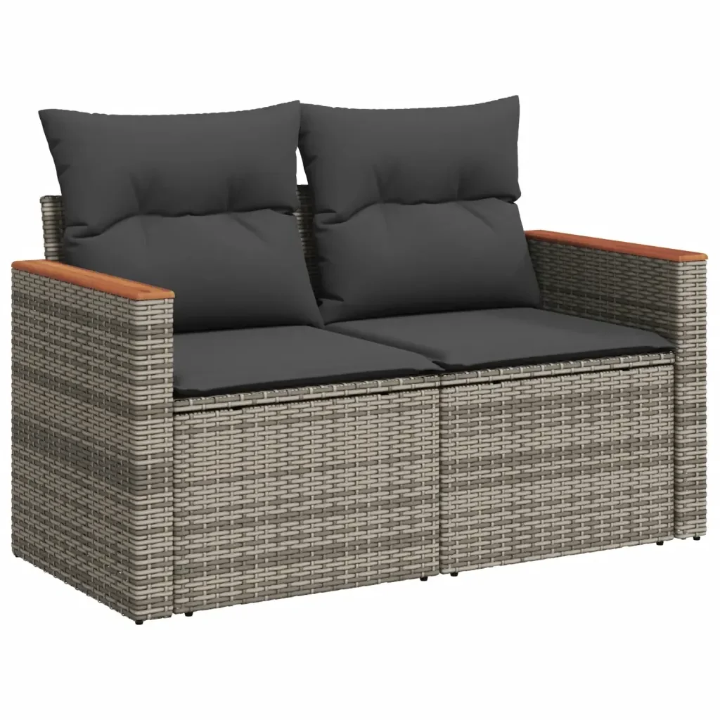 Set Divano da Giardino 6 pz con Cuscini Grigio in Polyrattan 3225955 - Image 3
