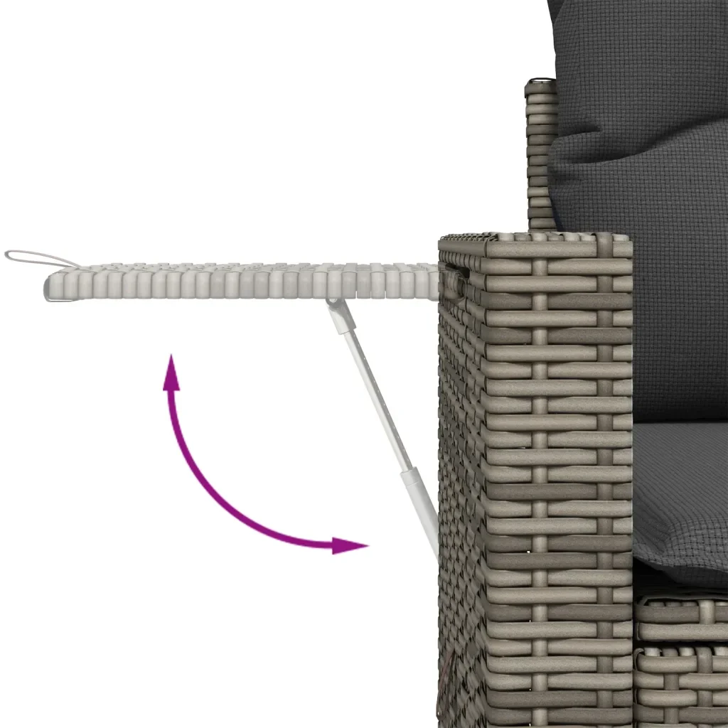 Set Divano da Giardino 6 pz con Cuscini Grigio in Polyrattan 3267900 - Image 8