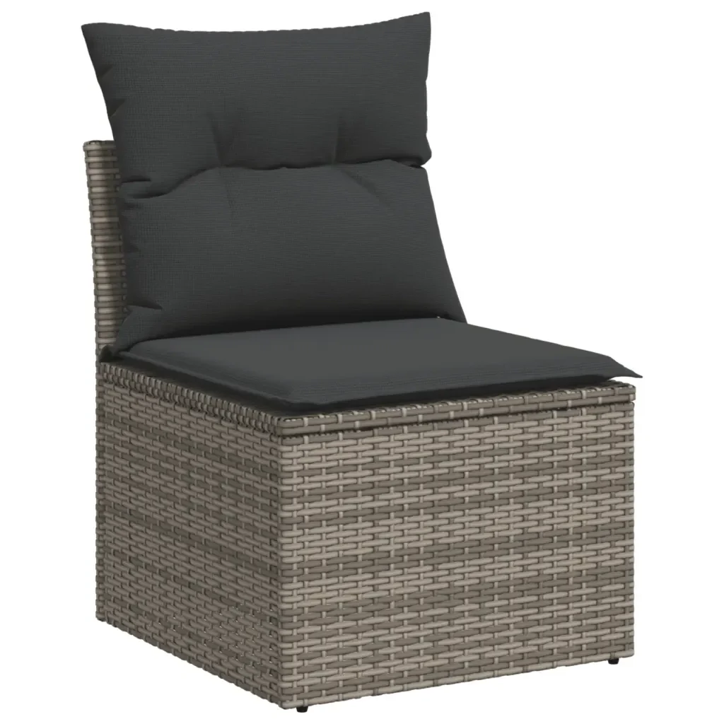 Set Divano da Giardino 6 pz con Cuscini Grigio in Polyrattan 3267910 - Image 3