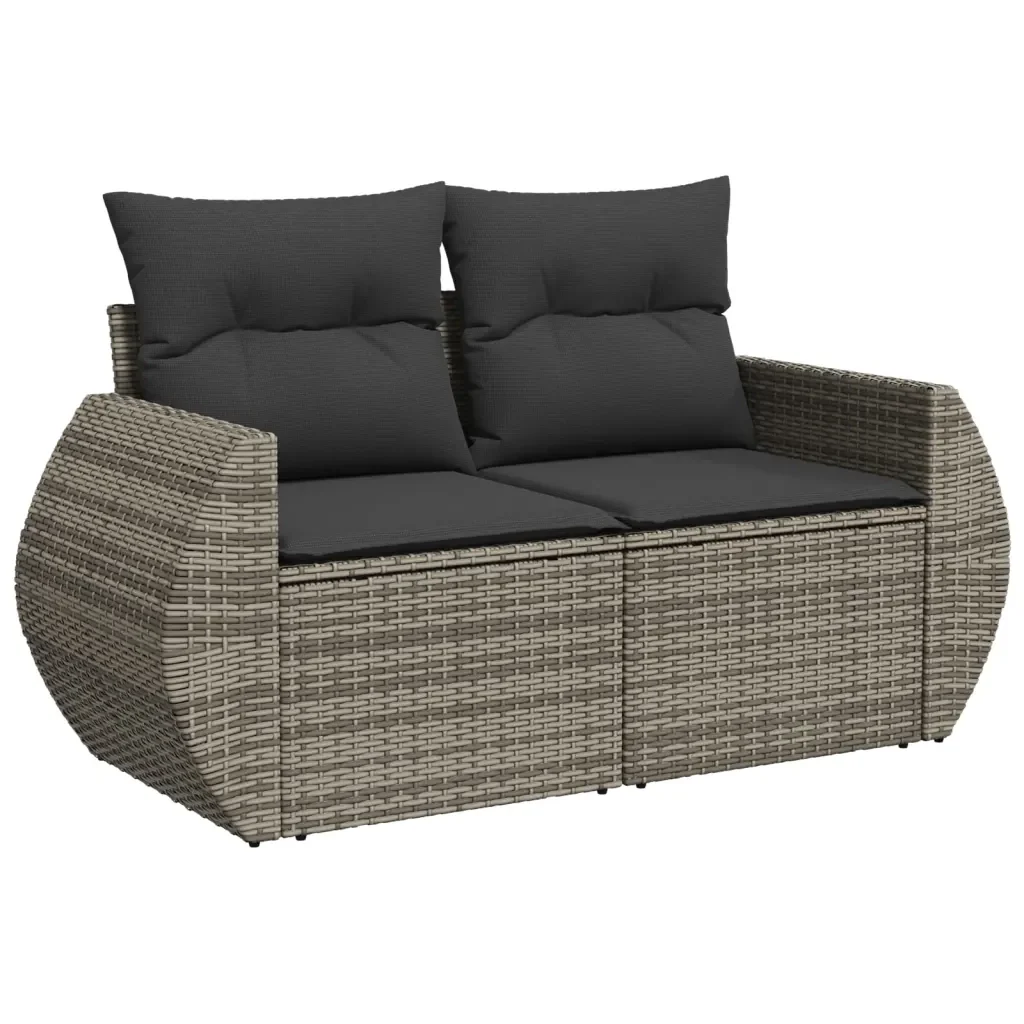 Set Divano da Giardino 6 pz con Cuscini Grigio in Polyrattan 3268520 - Image 6