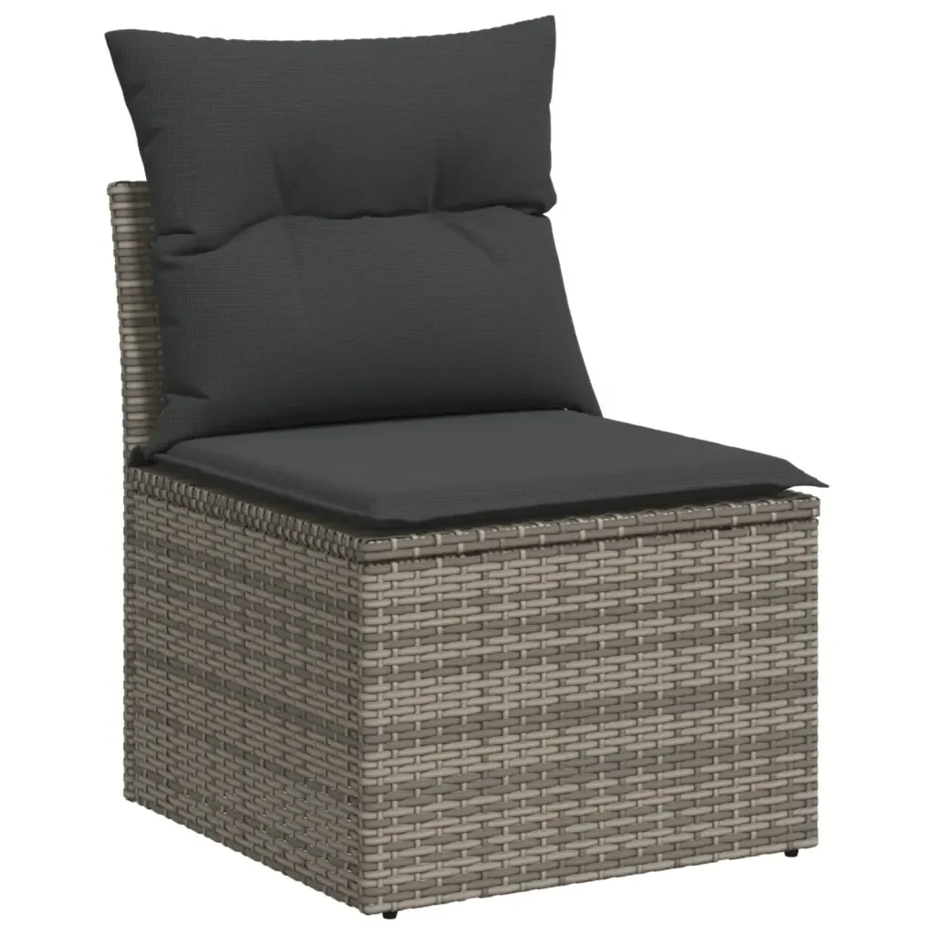 Set Divano da Giardino 6 pz con Cuscini Grigio in Polyrattan 3268530 - Image 5