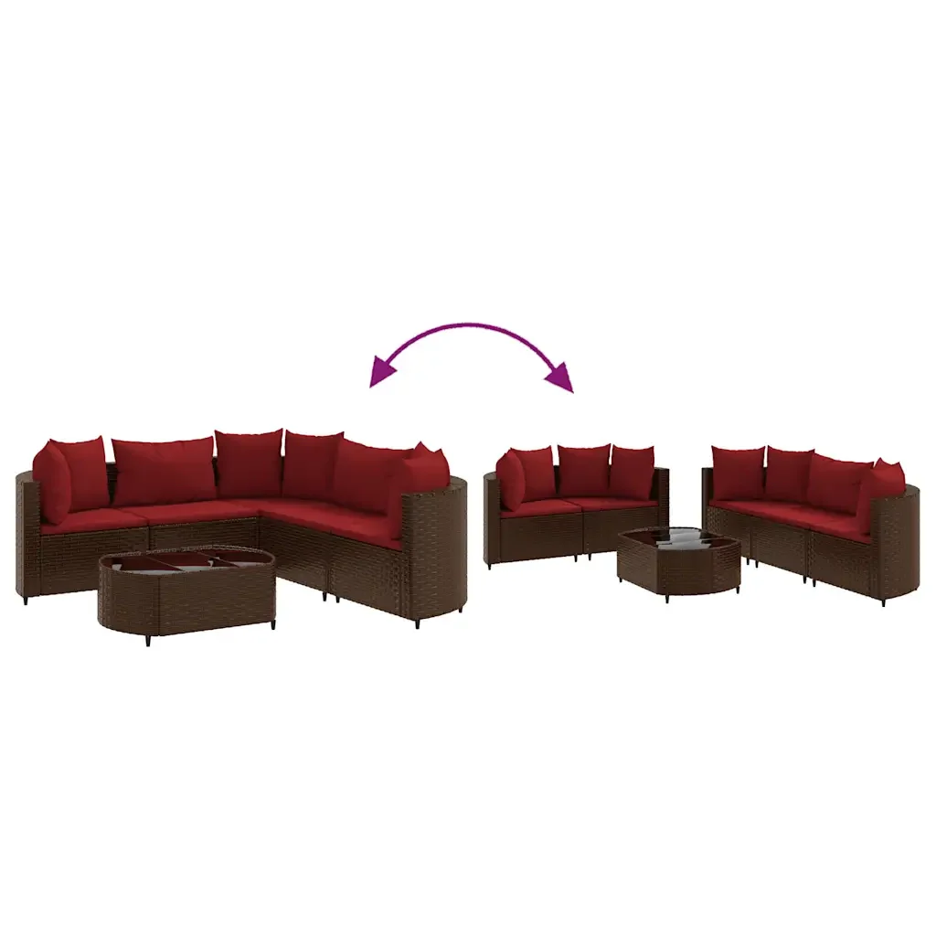 Set Divano da Giardino 6 pz con Cuscini Marrone in Polyrattan 3308421 - Image 6