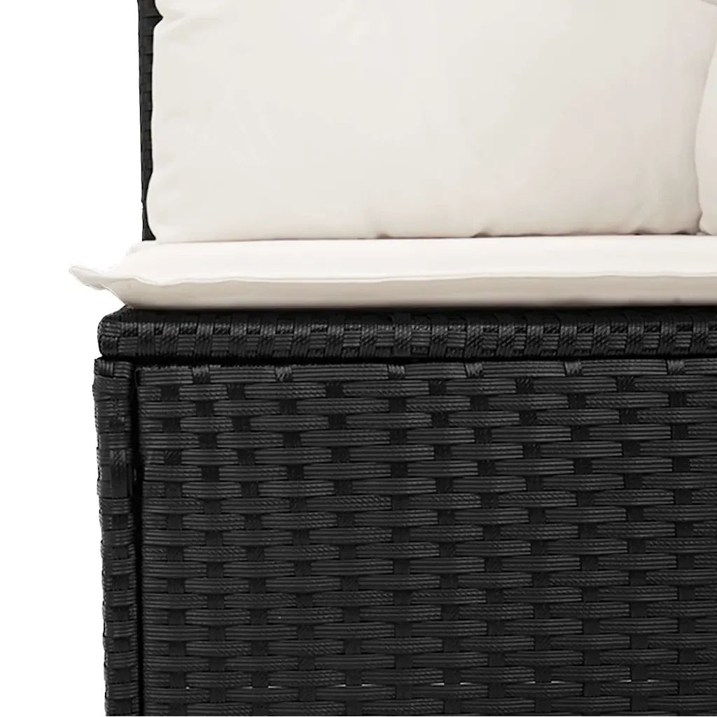 Set Divano da Giardino 6 pz con Cuscini Nero in Polyrattan 3325808 - Image 10
