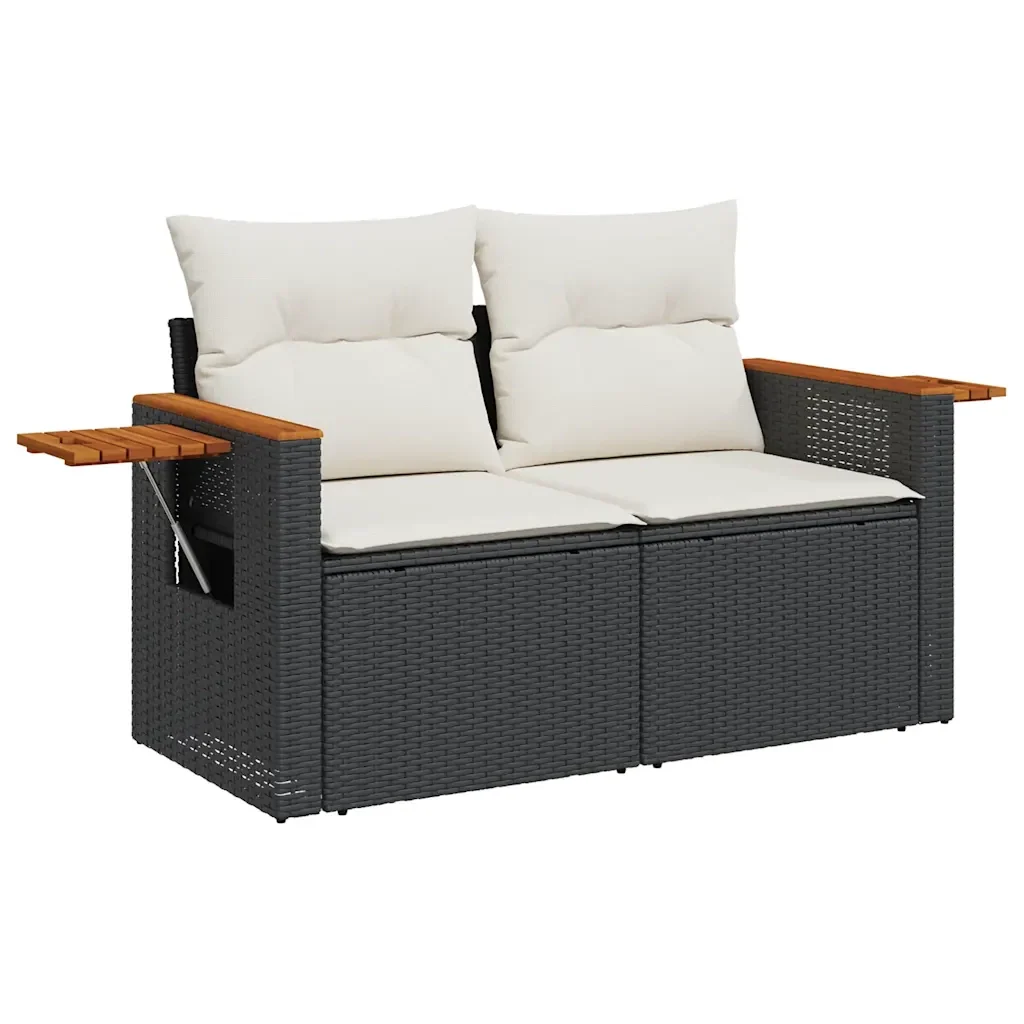 Set Divano da Giardino 6 pz con Cuscini Nero in Polyrattan 3325962 - Image 3