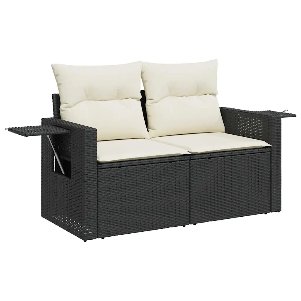 Set Divano da Giardino 6 pz con Cuscini Nero in Polyrattan - Image 4