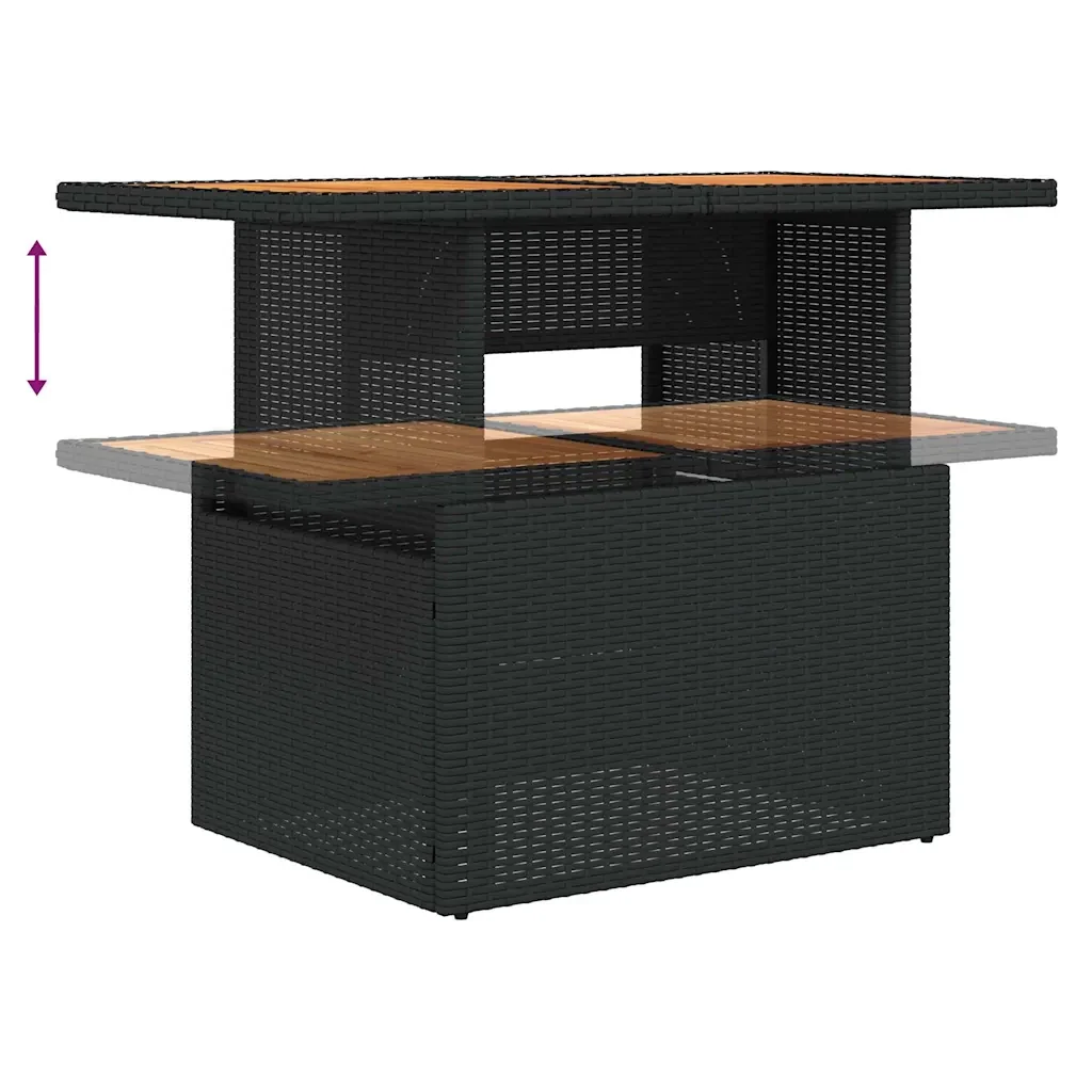 Set Divano da Giardino 6 pz con Cuscini Nero Polyrattan Acacia 3328022 - Image 10