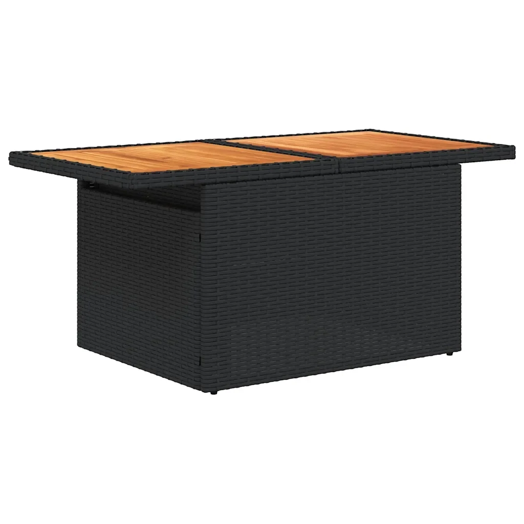 Set Divano da Giardino 6 pz con Cuscini Nero Polyrattan Acacia 3328022 - Image 6