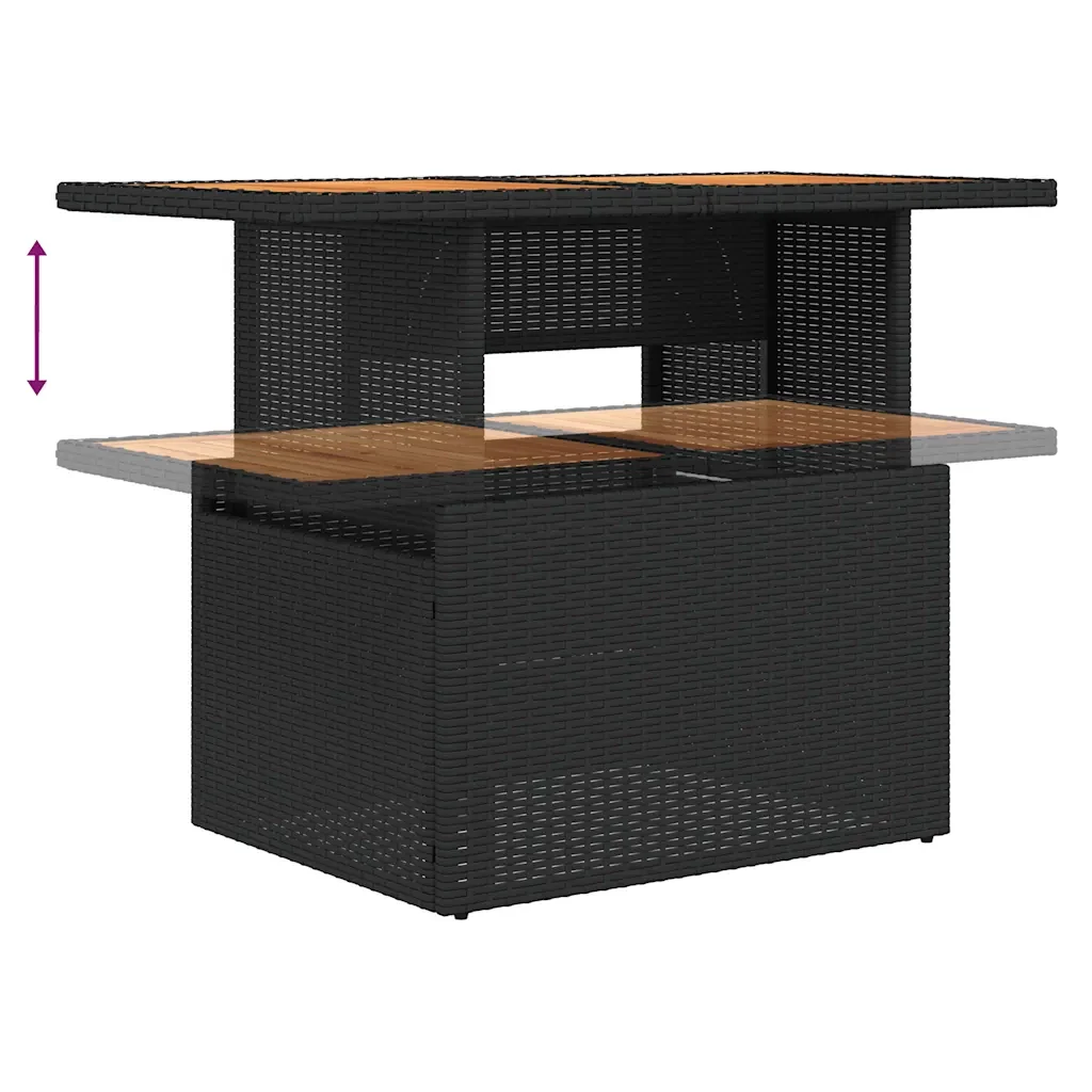 Set Divano da Giardino 6 pz con Cuscini Nero Polyrattan Acacia 3328050 - Image 10