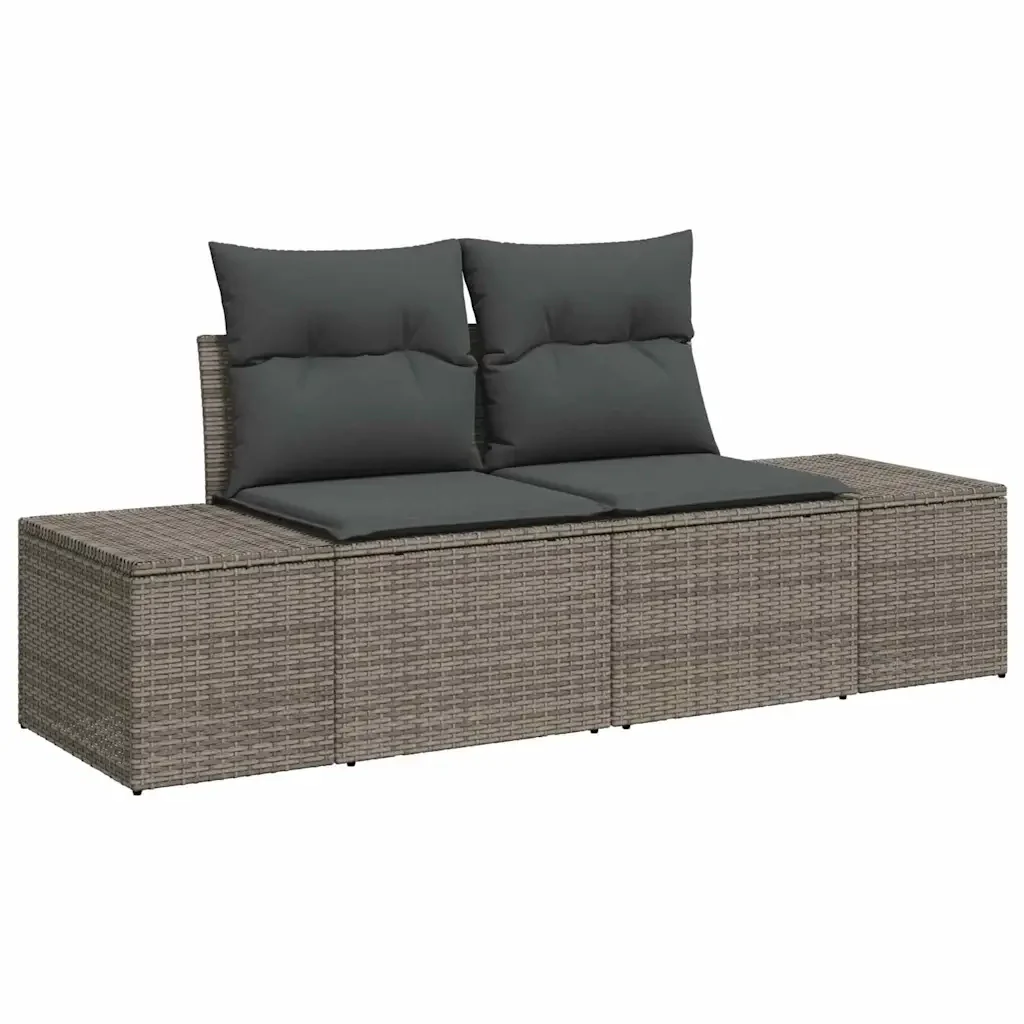 Set Divano da Giardino con cuscino 7 pcs Grigio Poly Rattan 3347099 - Image 4