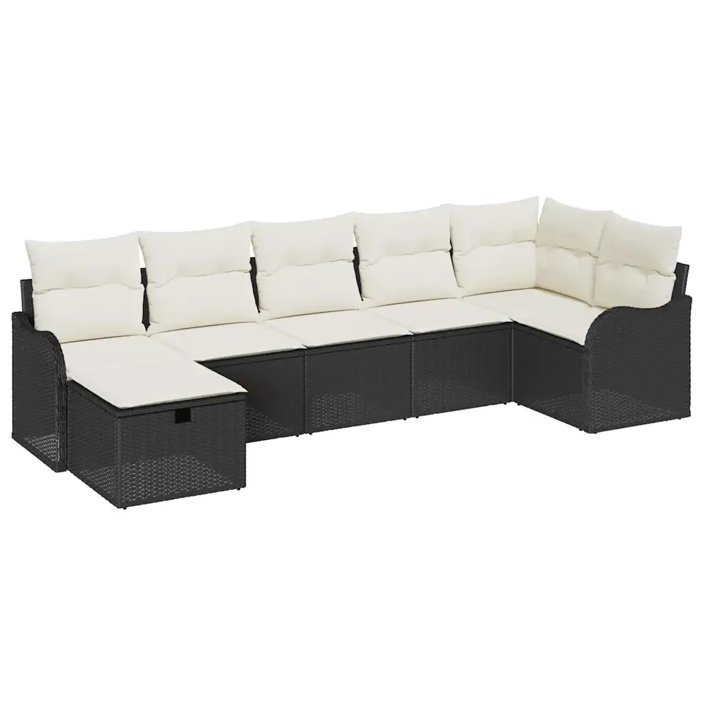 Set di divani con cuscino Nero e Crema polyrattan 3358996 - Image 2