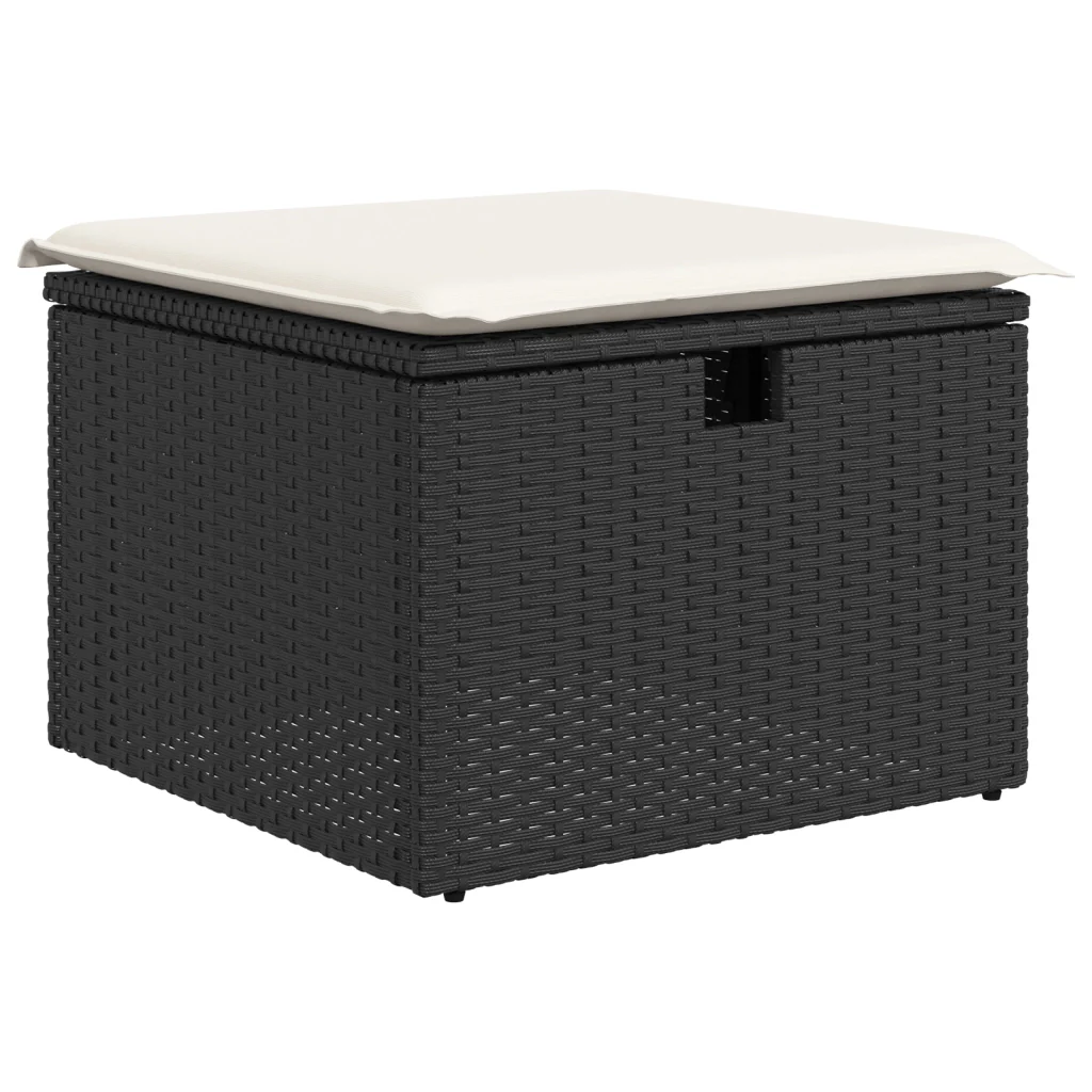 Set Divano da Giardino 7 Pezzi con Cuscini Nero Polyrattan - Image 7