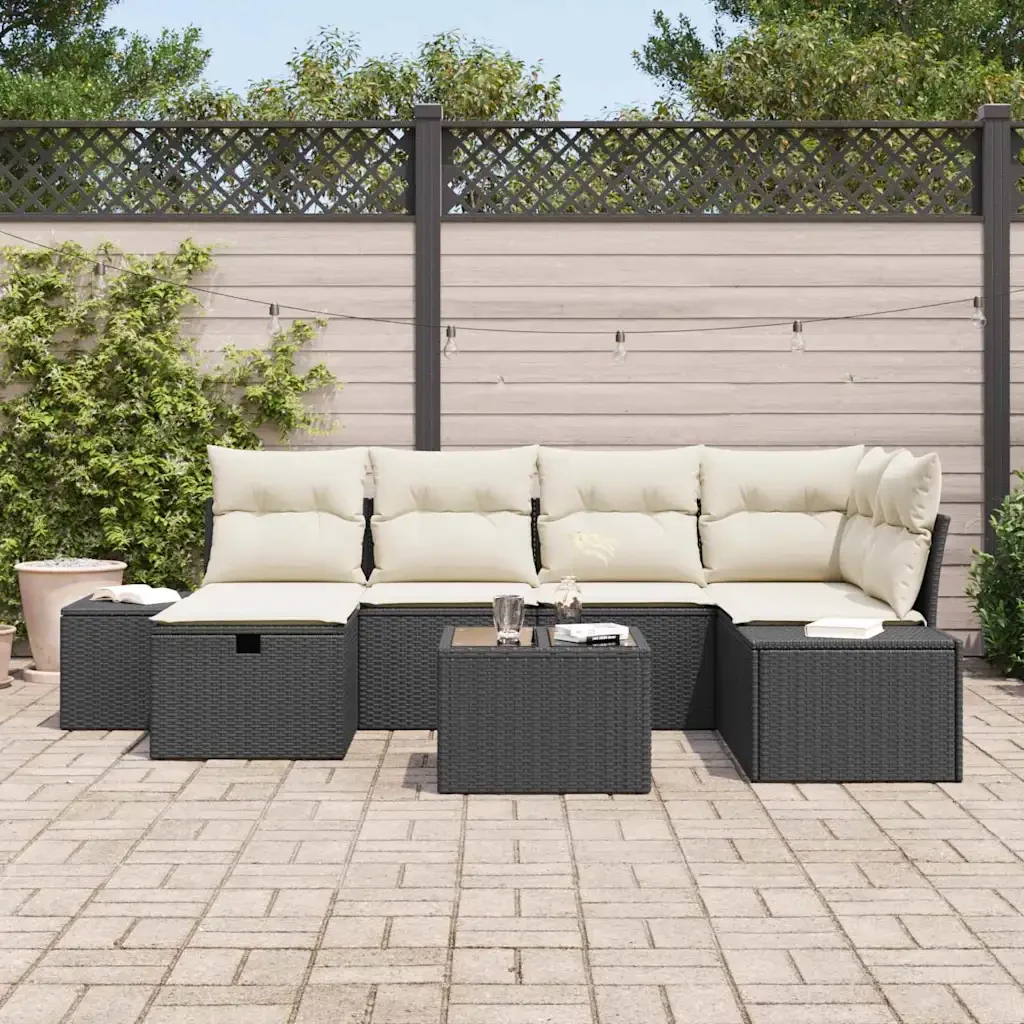 Set di divani con cuscino 7 pcs polyrattan 3360718 - Image 3