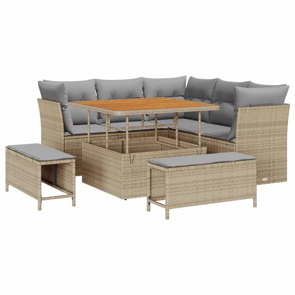 Set Divano da Giardino 8 pcs Beige polyrattan 3361477 - Image 2