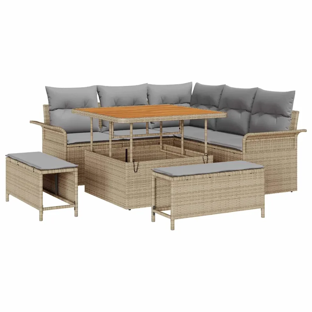 Set Divano da Giardino con cuscino 8 pcs Beige polyrattan 3362127 - Image 2