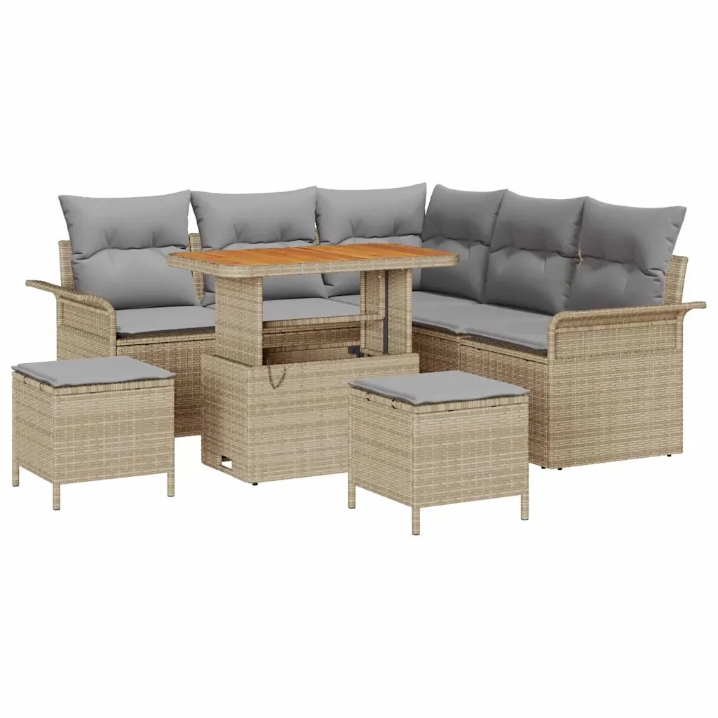 Set Divano da Giardino con cuscino 8 pcs Beige polyrattan 3362137 - Image 2