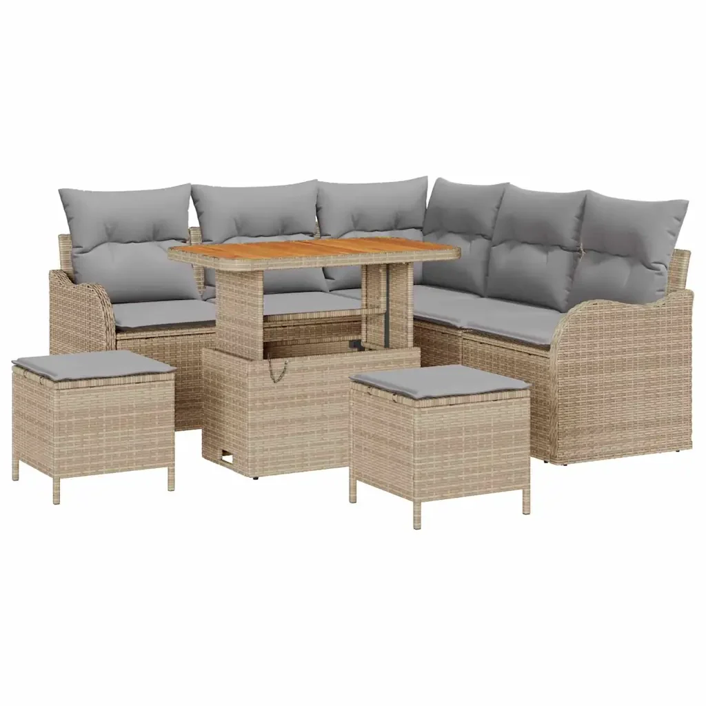 Set Divano da Giardino con cuscino 8 pcs Beige polyrattan 3362267 - Image 2