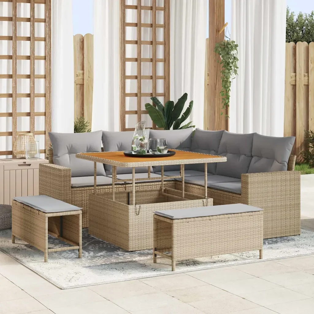 Set Divano da Giardino 8 pcs Beige polyrattan 3361607