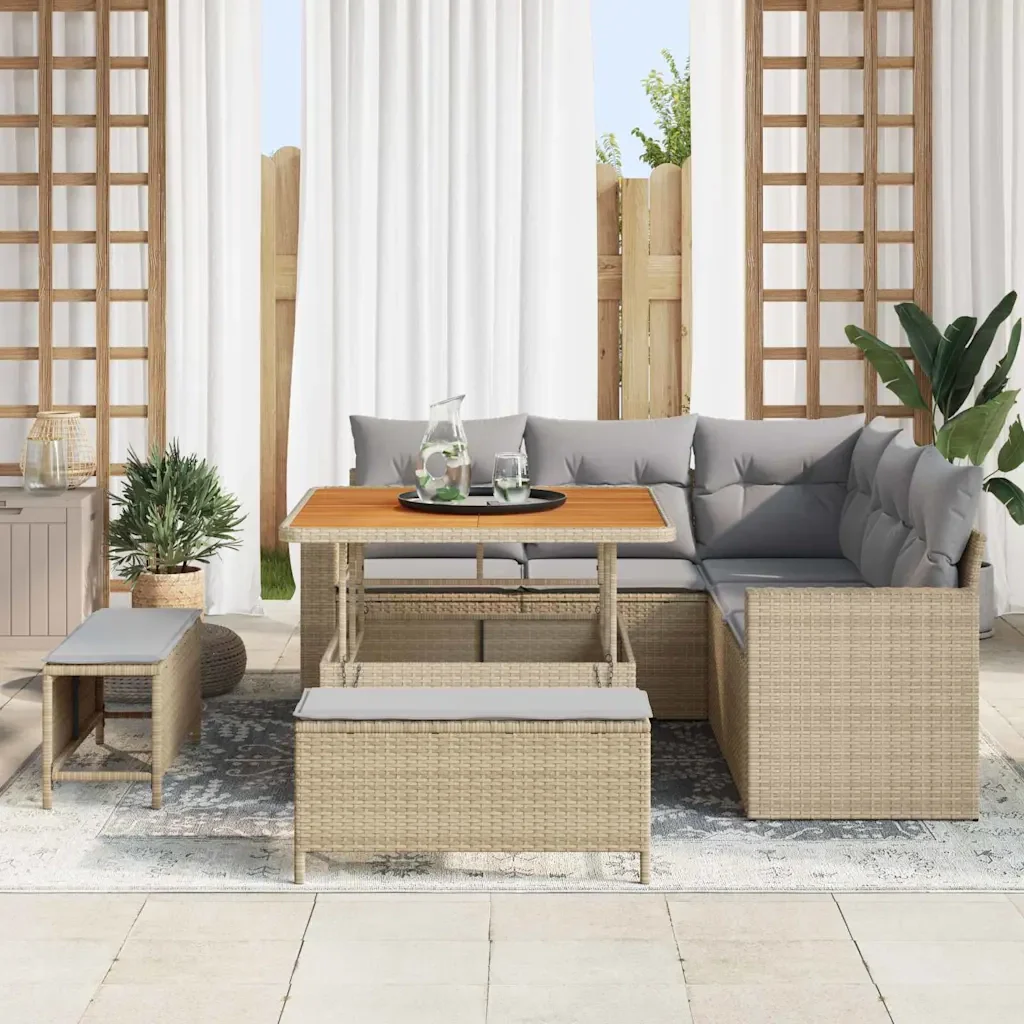 Set Divano da Giardino 8 pcs Beige polyrattan 3361607 - Image 3