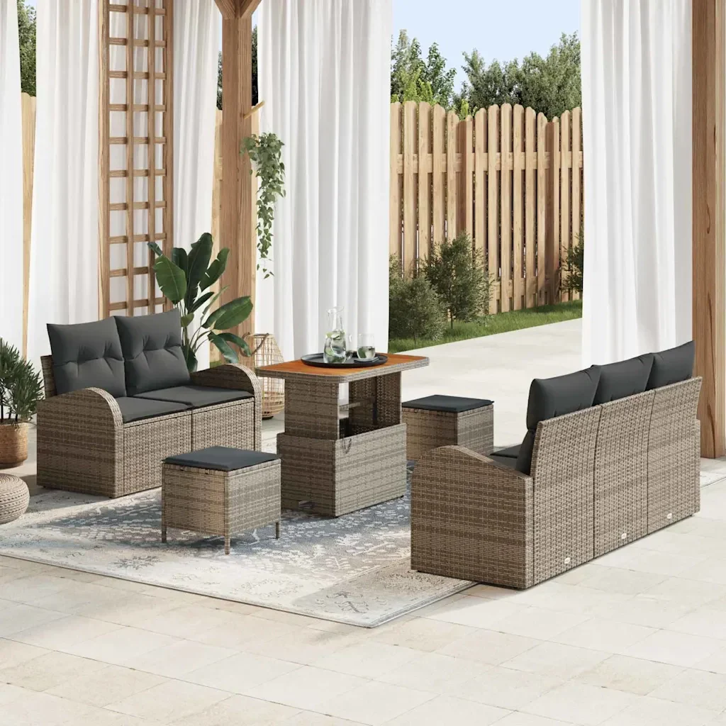 Set Divano da Giardino con cuscino con cuscino 8 pcs Grigio 3364293