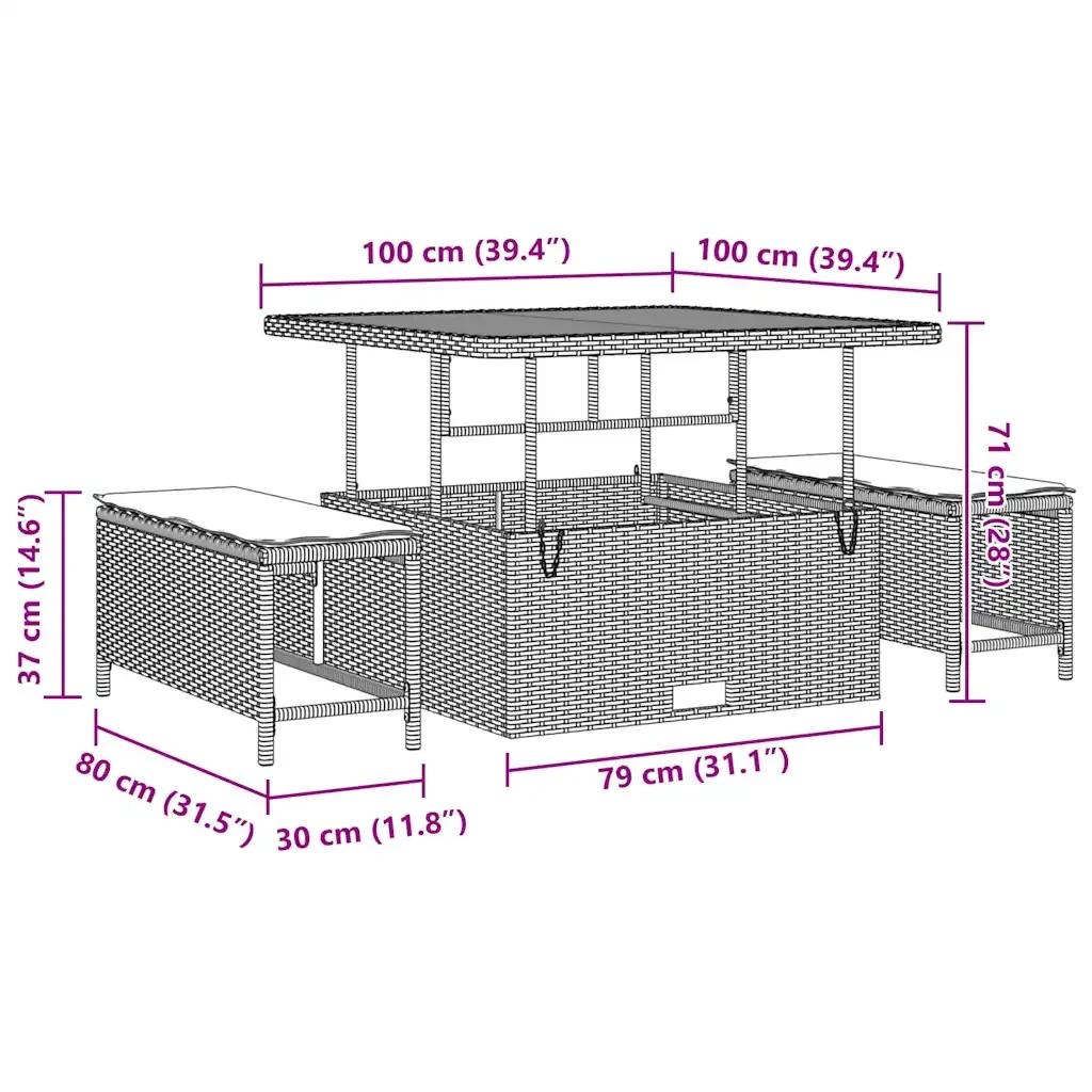 Set Divano da Giardino 8 pcs Grigio polyrattan 3361868 - Image 10
