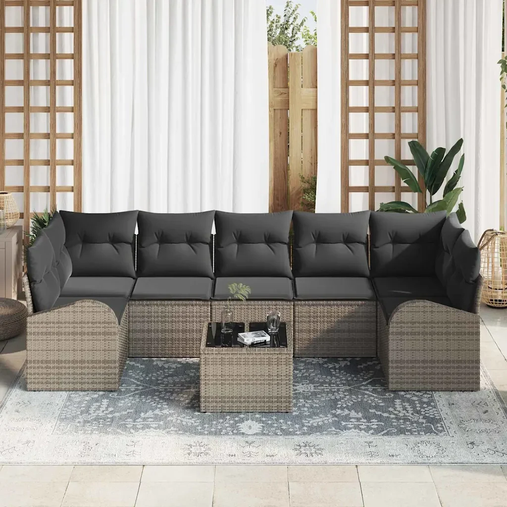 Set Divano da Giardino Grigio 55 x 55 x 37 cm polyrattan 3345959 - Image 3