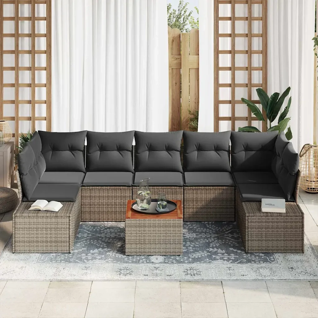 Set Divano da Giardino con cuscino 8 pcs Grigio polyrattan 3347923 - Image 3