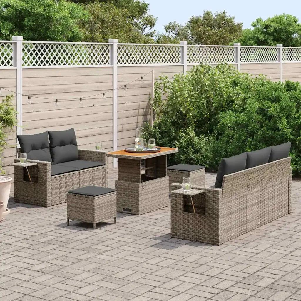 Set Divano da Giardino con cuscino 10 pcs Grigio polyrattan 3363643 - Image 3