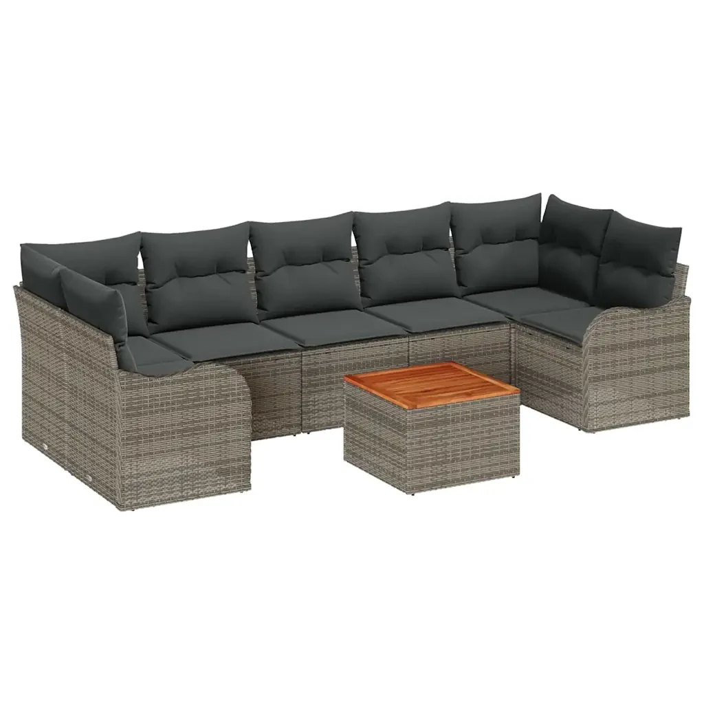 Set Divano da Giardino con cuscino 8 pcs Grigio polyrattan 3347419 - Image 2